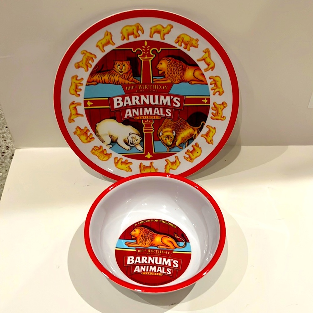 Barnum’s Animals 100th Birthday Kid’s Plate and Bowl Set Melamine